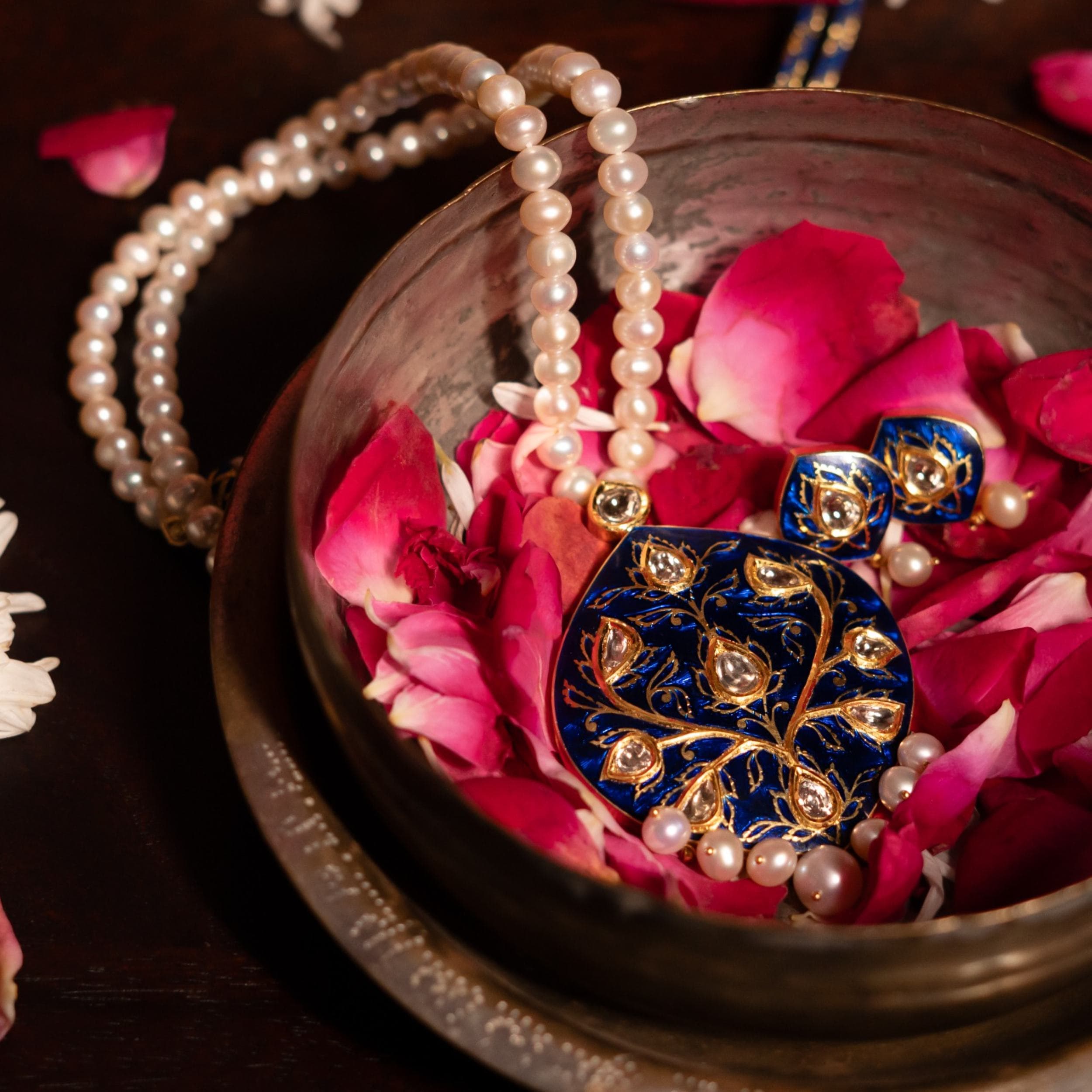 Jadau jewellery with meenakari enamel — Shrivatsa Jodhpur collection