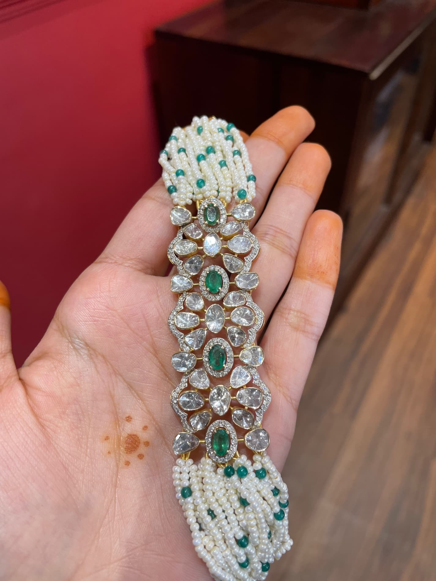 Emerald polki bracelet 