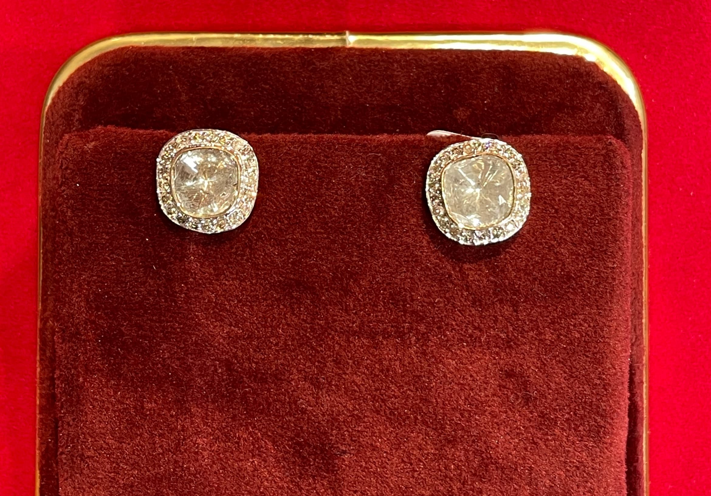 Square polki earring 