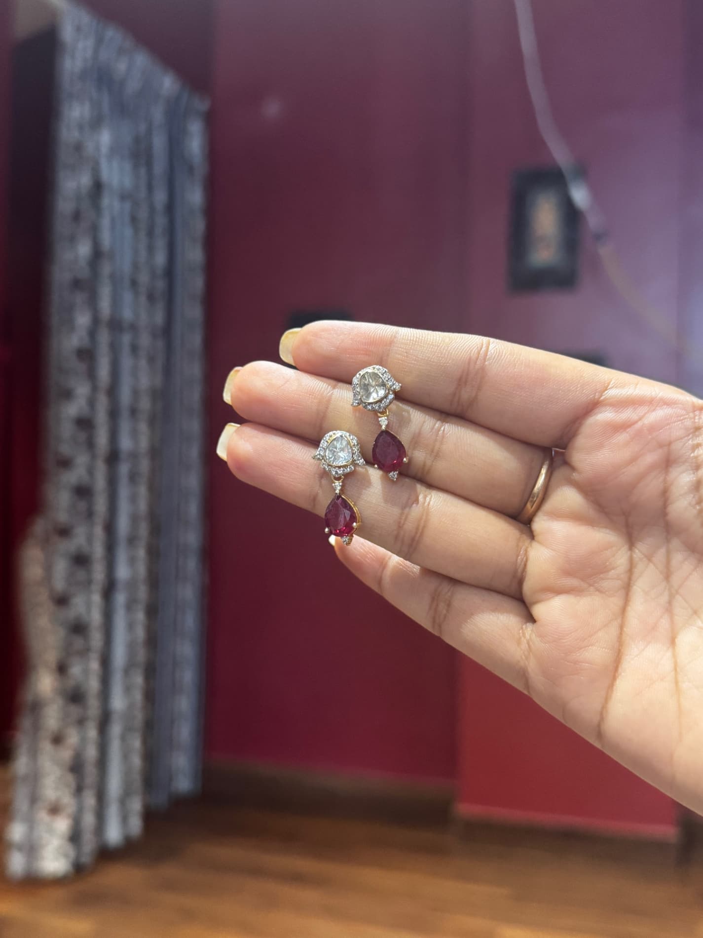 Ruby polki earrings 