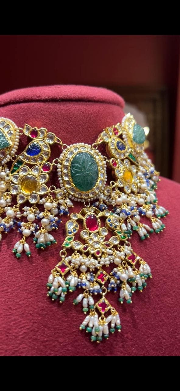 More panna jadau choker with earrings 
