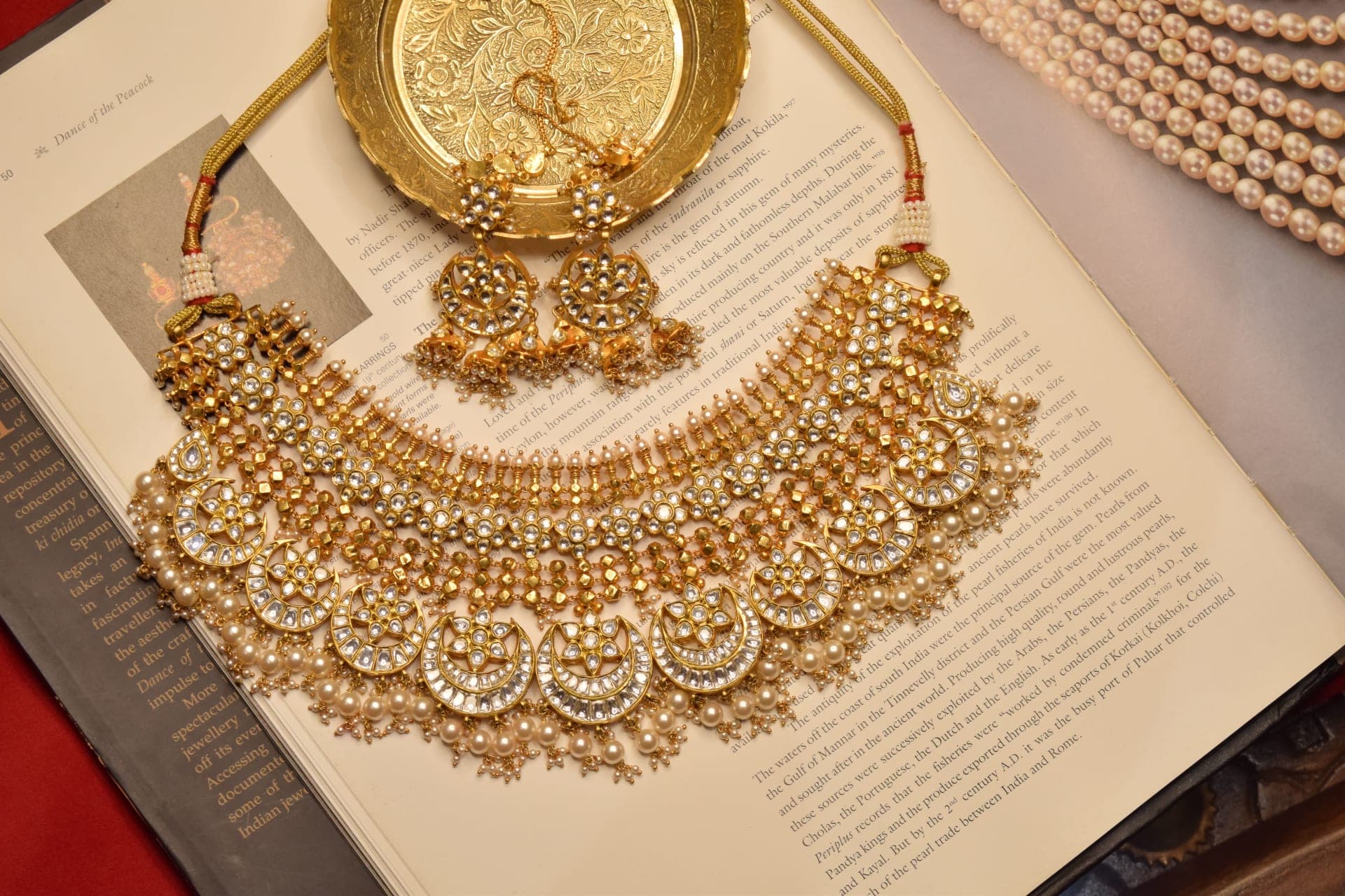 Bride wearing handcrafted jadau bridal jewellery set — Shrivatsa Jodhpur showroom