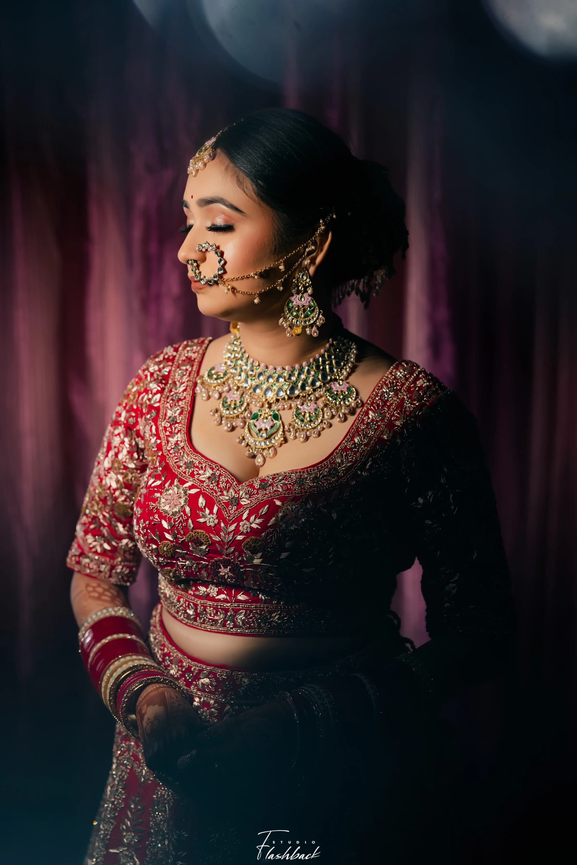 Jadau maang tikka with polki diamonds and meenakari - Shrivatsa Jodhpur